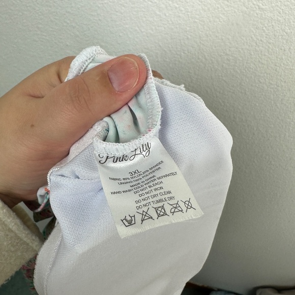 NWOT Pink Lily Ocean Spray mint cap sleeve floral one piece swimsuit sz … - Picture 4 of 4